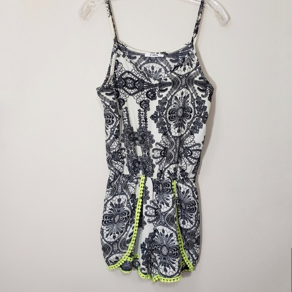 💋Boutique Black and White Romper with Neon💋